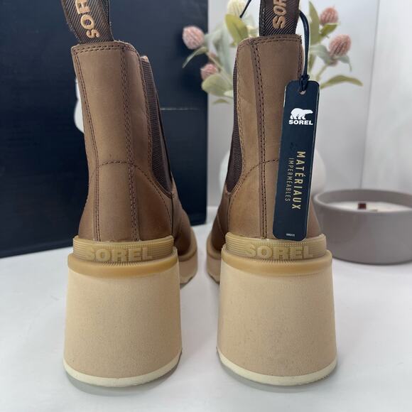 New Sorel Hi-Line Chelsea Heel Boots Umber, Ceramic NL4874-261 Women 7 NWB - Picture 2 of 11